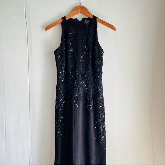 🆕Adrianna Papell Midnight Black Embellished Gown NWT sleeveless high neckline - Picture 2 of 12